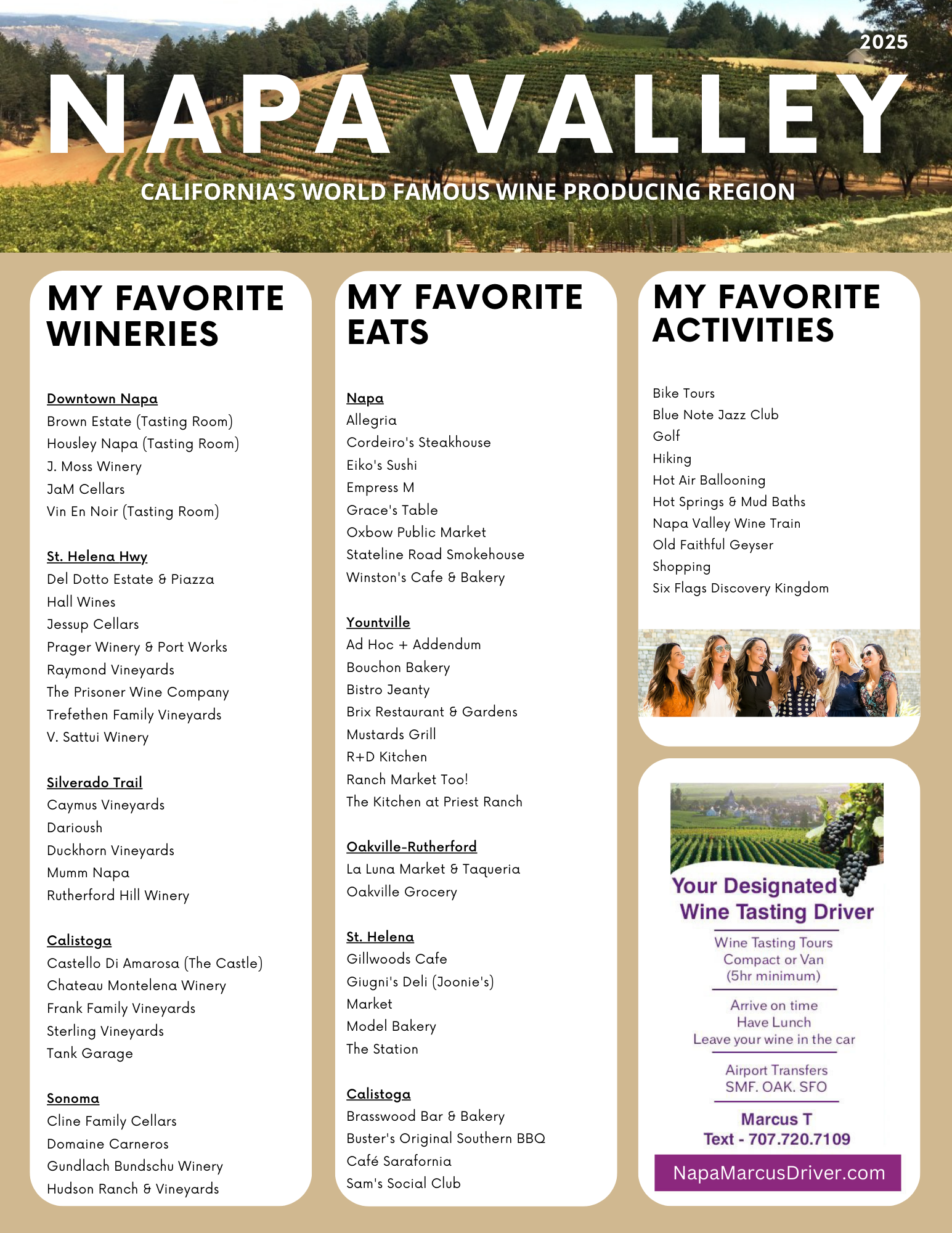 My Faves in Napa Valley